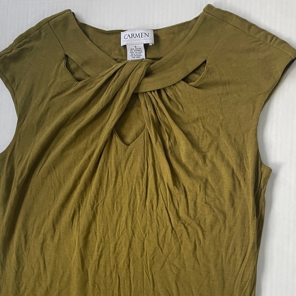 Carmen Marc Valvo Green Twist Front Sleeveless Blouse Small - Picture 8 of 10